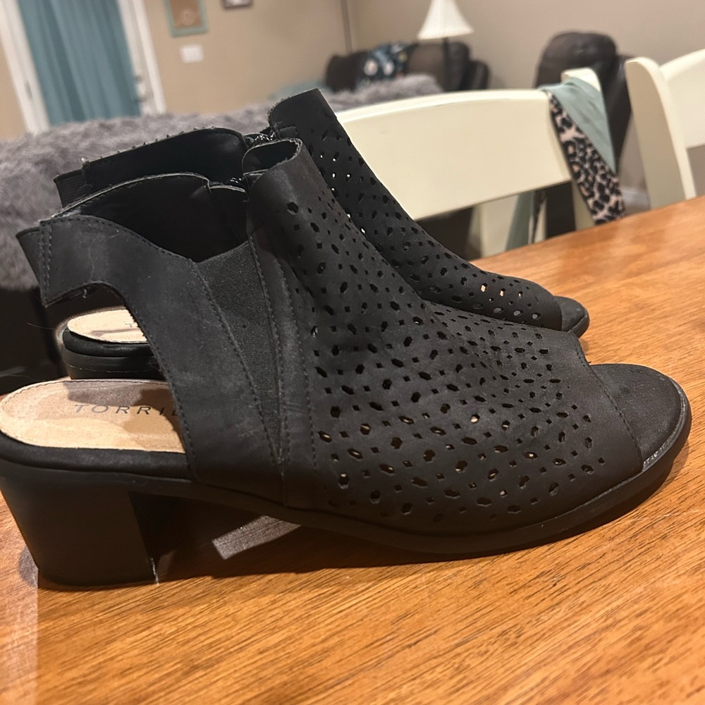 Torrid Black Mules with Perforated Design